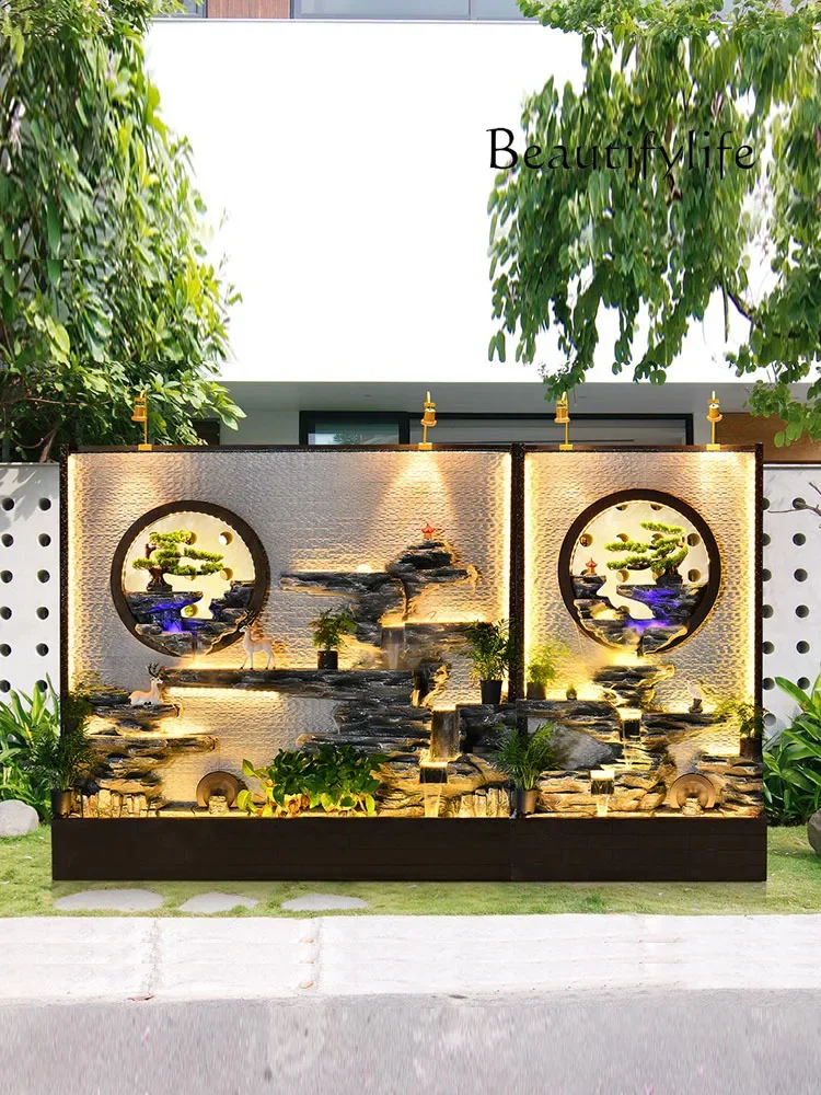 Large Water Curtain Wall Rockery Water Landscape Outdoor Hotel Hallway Decoration Garden Landscape Decoration