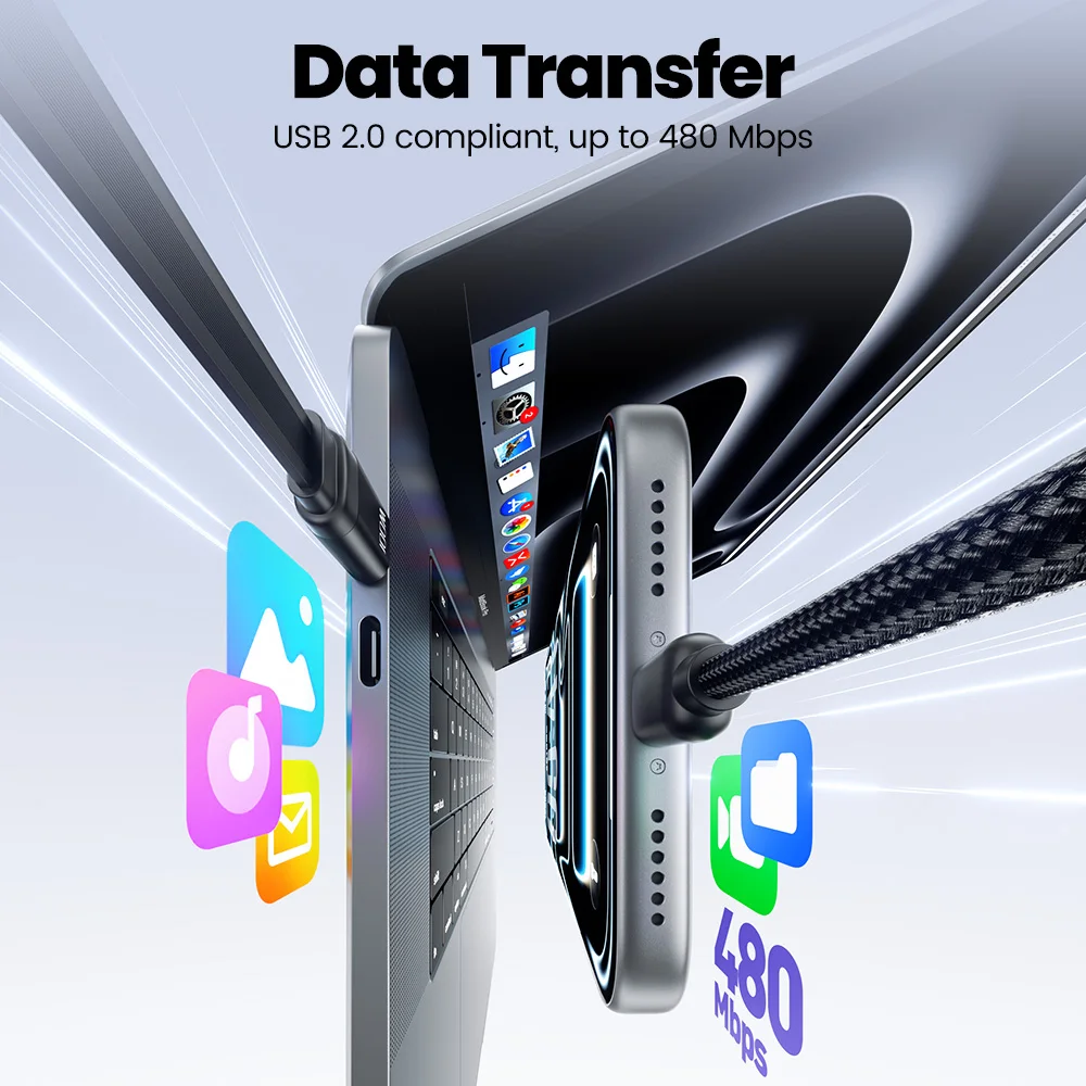 Toocki 100W – składany kabel USB-C do USB-C, mini, z funkcją szybkiego ładowania PD, automatycznie zwijający się, idealny do podróży, do ładowania iPhone, Samsunga i Xiaomi. — zdjęcie produktu 5