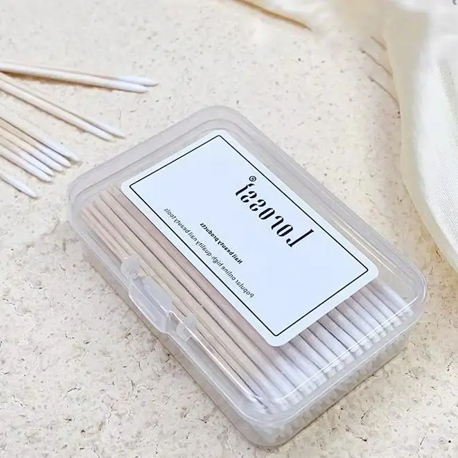 100 Stück/Beutel Nagelpflegestifte aus Holz, doppelseitige Wattestäbchen für Maniküre, Nagellackentferner, Korrekturwerkzeuge, Salonbedarf