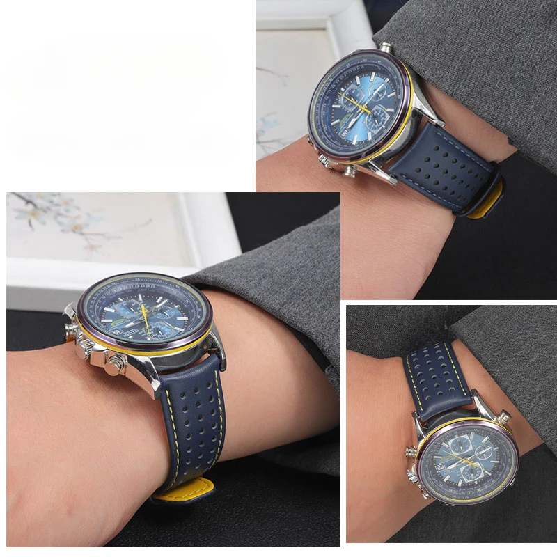 For Citizen Blue Angel Genuine Leather Men\'s Business Fashion Second Generation Air Eagle Jy8078 Original 22 23 Watch Strap