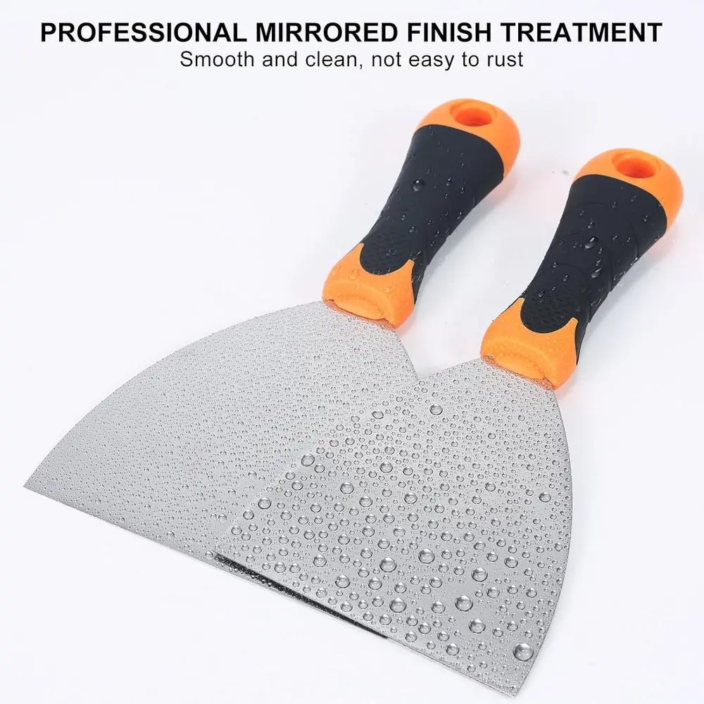 طقم سكاكين مكون من قطعتين: 4 بوصات و6 بوصات سكاكين معجون احترافية - مكشطة طلاء وأدوات الحوائط الجافة لإصلاح الجدران-