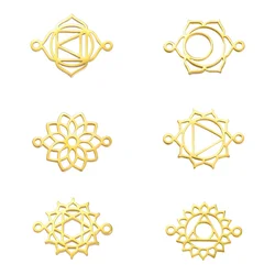 EUEAVAN 5pcs Chakra Yoga Charms Stainless Steel Mandala Lotus Flower Pendant for Bracelet Necklace Jewelry Making Supplies