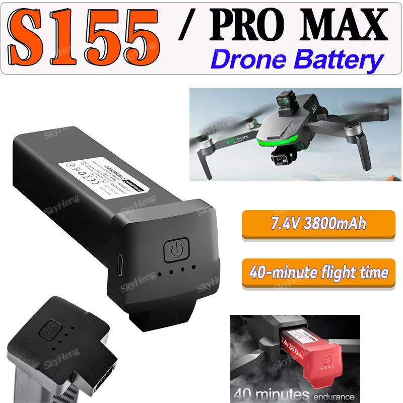Original S155 ProMax Droneแบตเตอรี่7.4V 3800MAh 40Minแบตเตอรี่สําหรับS155 Mini Dron/RC Quadcopterอะไหล่อุปกรณ์เสริมอะไหล่