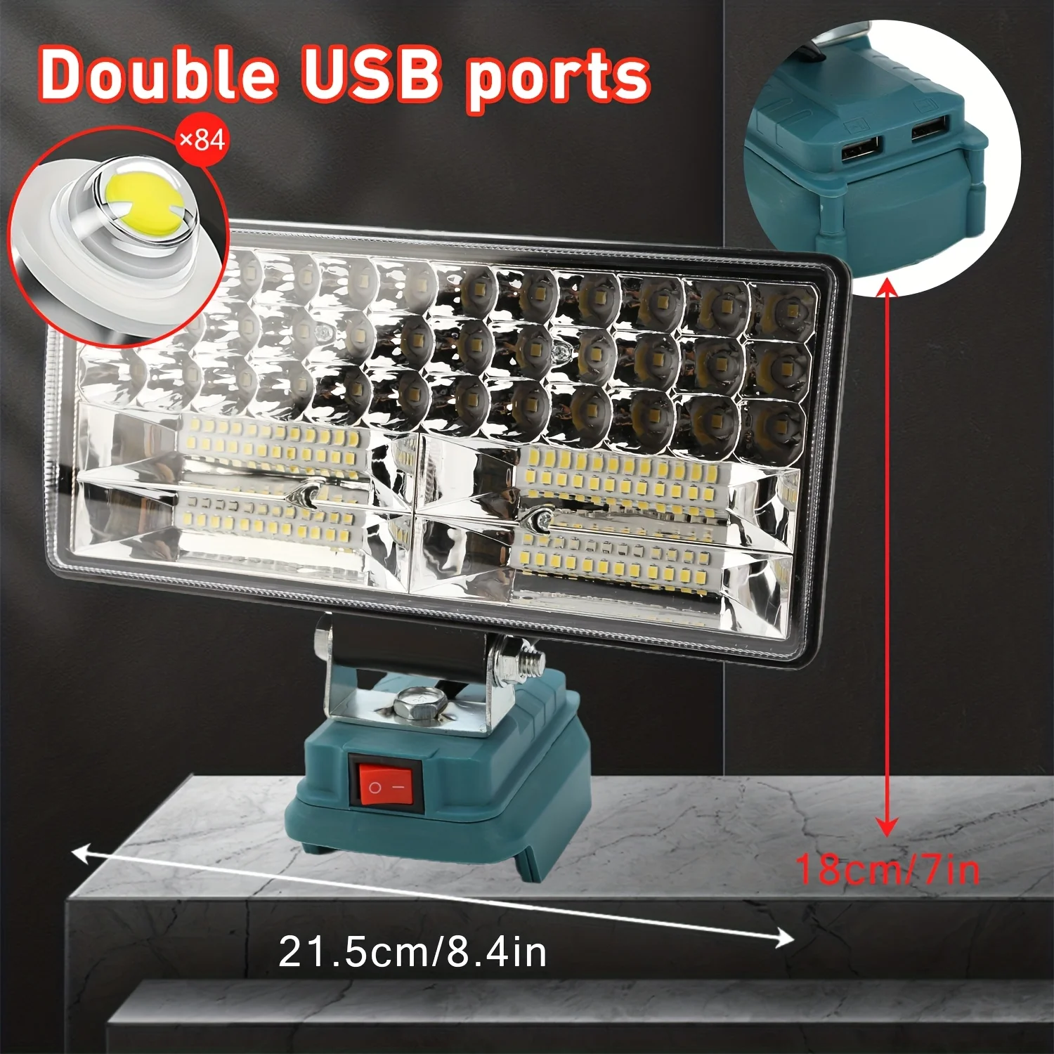 

Беспроводной светодиодный рабочий фонарь для аккумулятора Makita, универсальные два выхода USB, идеально подходят для строительной площадки, авторемонта