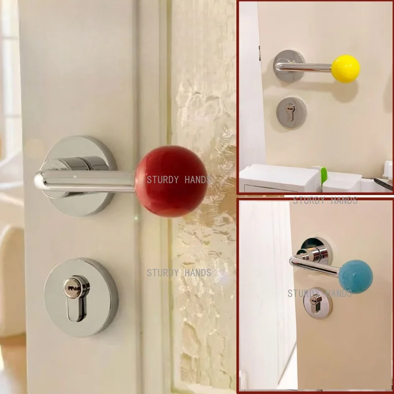Ceramic Spherical Door Lock Set, Silent Split Type Indoor Door Lock, French Key Lock, Only Suitable for New Door Installation