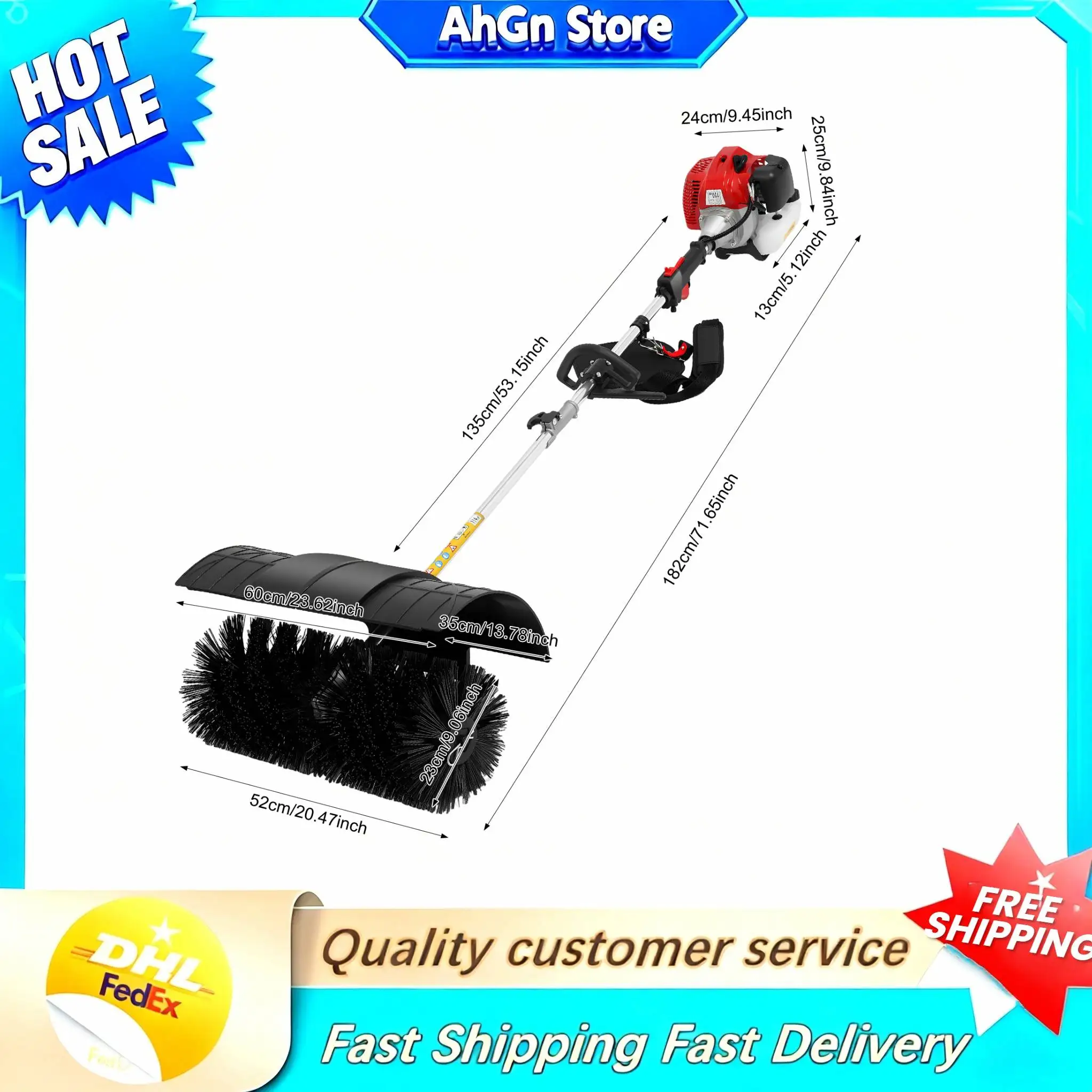 

Бензиновая ручная подметальная машина 1700 Вт, 52 куб. см для уборки газонов