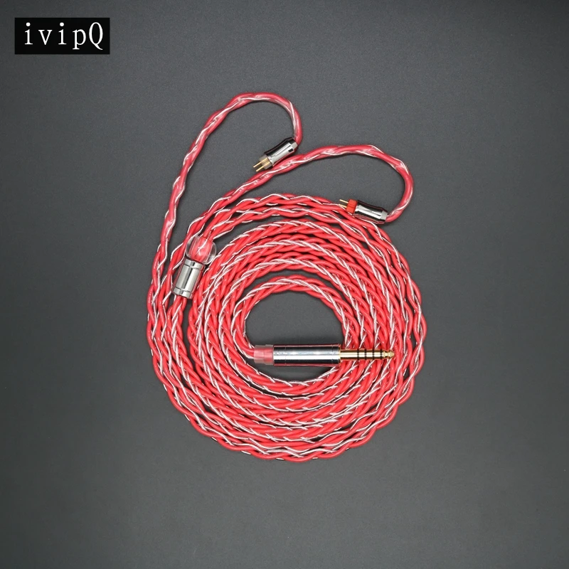 ivipQ 8 Cores Litz 7N UPOCC+Sterling Silver Wire Earphone Upgrade Cable With MMCX/0.78MM/2PIN/2.5/3.5mm/4.4mm For AKG VX X7 CA16