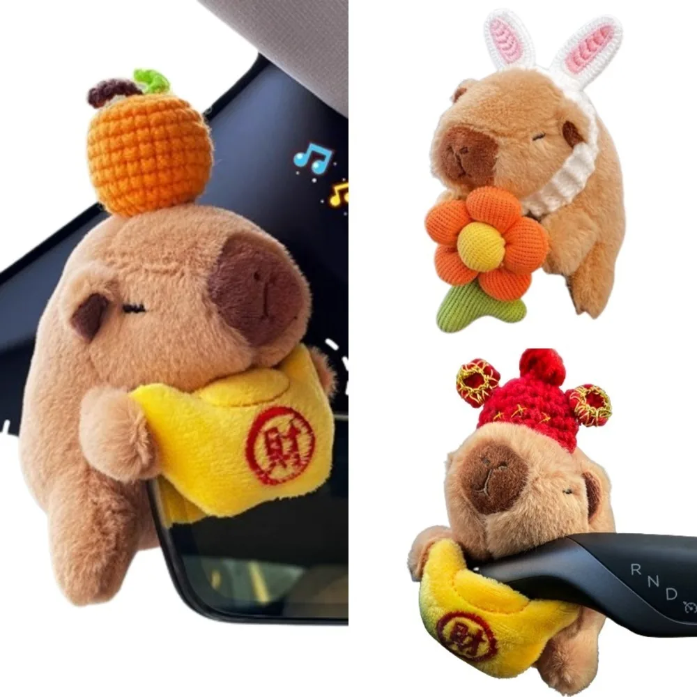 Orelhas de coelho capivara decoração do carro brinquedo de pelúcia simulação bonito brinquedos de pelúcia macio capivara roedor boneca ornamentos interiores do carro