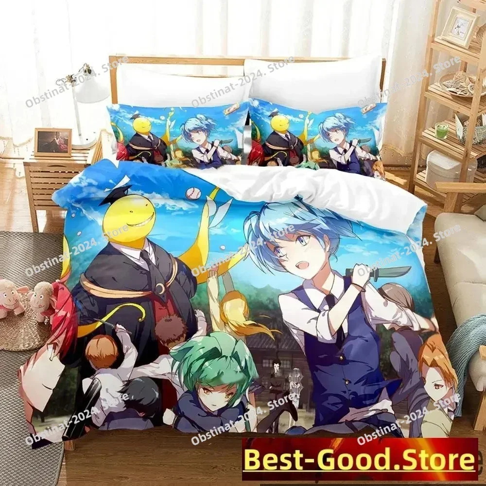 Anime Assassination Classroom Koro-sensei Printed Bed Set Duvet Cover Pillowcase Bedding Set Bed Linen Sheet Quilt Cover Full