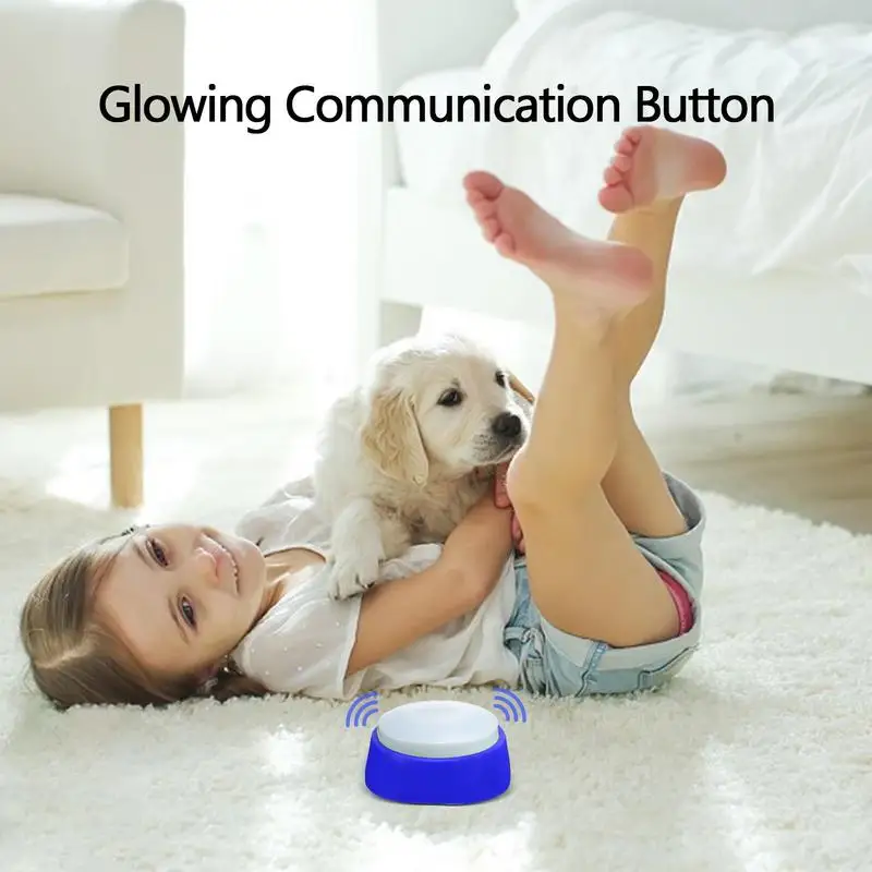 Pet Talking Buttons For Dog Recordable Talking Buttons With Light Portable Voice Recording Button Interactive Speaking Buttons