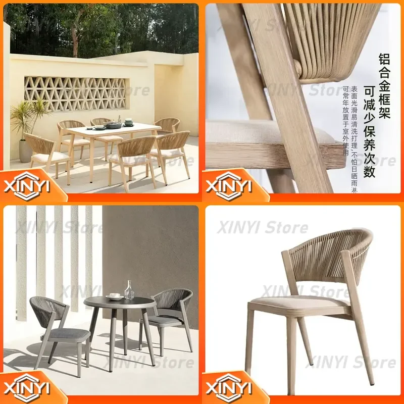 Outdoor Rattan Table Chair Set for Hotel B&B Restaurant Rust Proof Garden Patio Balcony Furniture Dining Set Outdoor