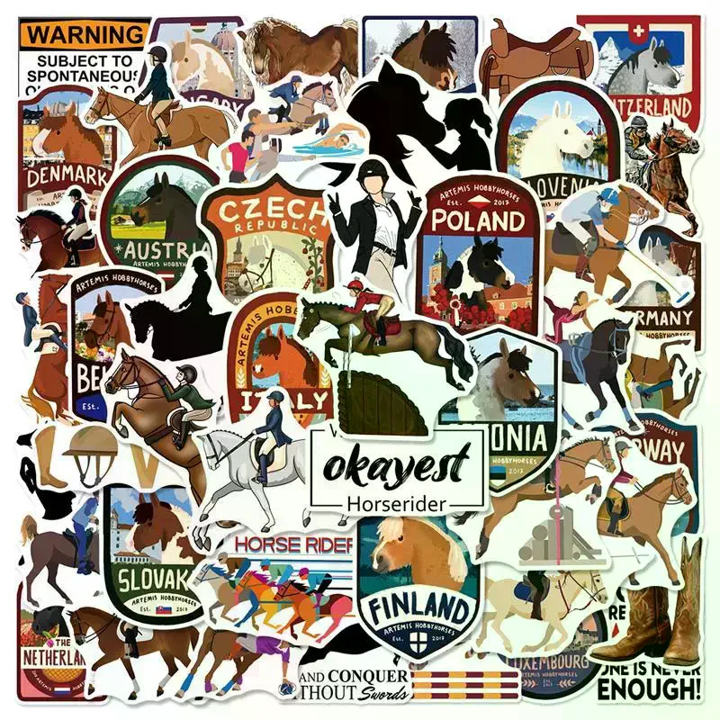 50PCS Cartoon Nette Galoppierende Pferd Pony Graffiti Aufkleber Wasserdicht Aufkleber Für Kühlschrank Gitarre Laptop Motorrad Skateboard Spielzeug