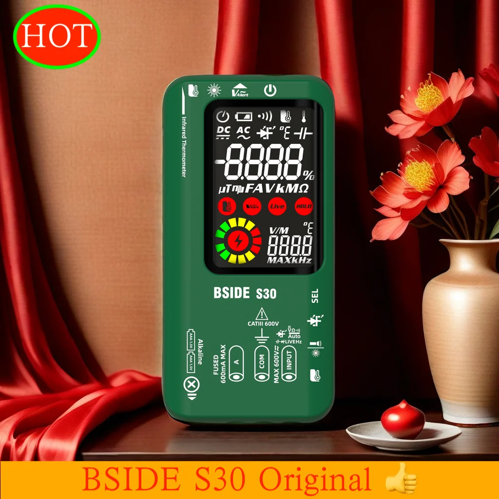 BSIDE S30 Smart EMF Multimeter 9999 Counts Rechargeable Meter Radiation Monitor AC/DC Voltmeter Ohmmeter Test