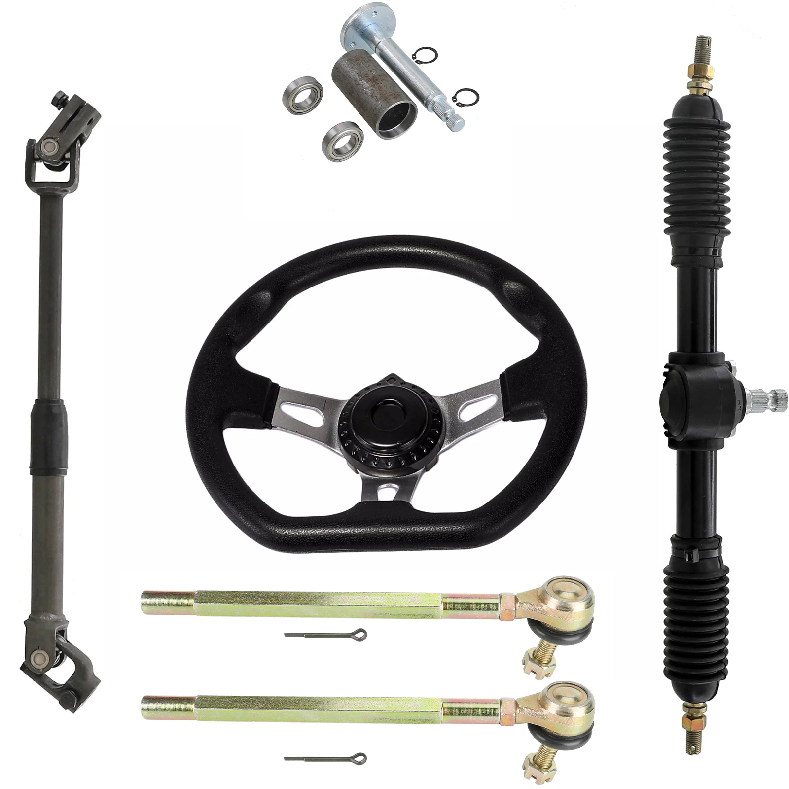 

32 мм передний руль для картинга в сборе и стяжка шестерни стойки шестерни и вал стержня для Go Cart ATV модификация аксессуары