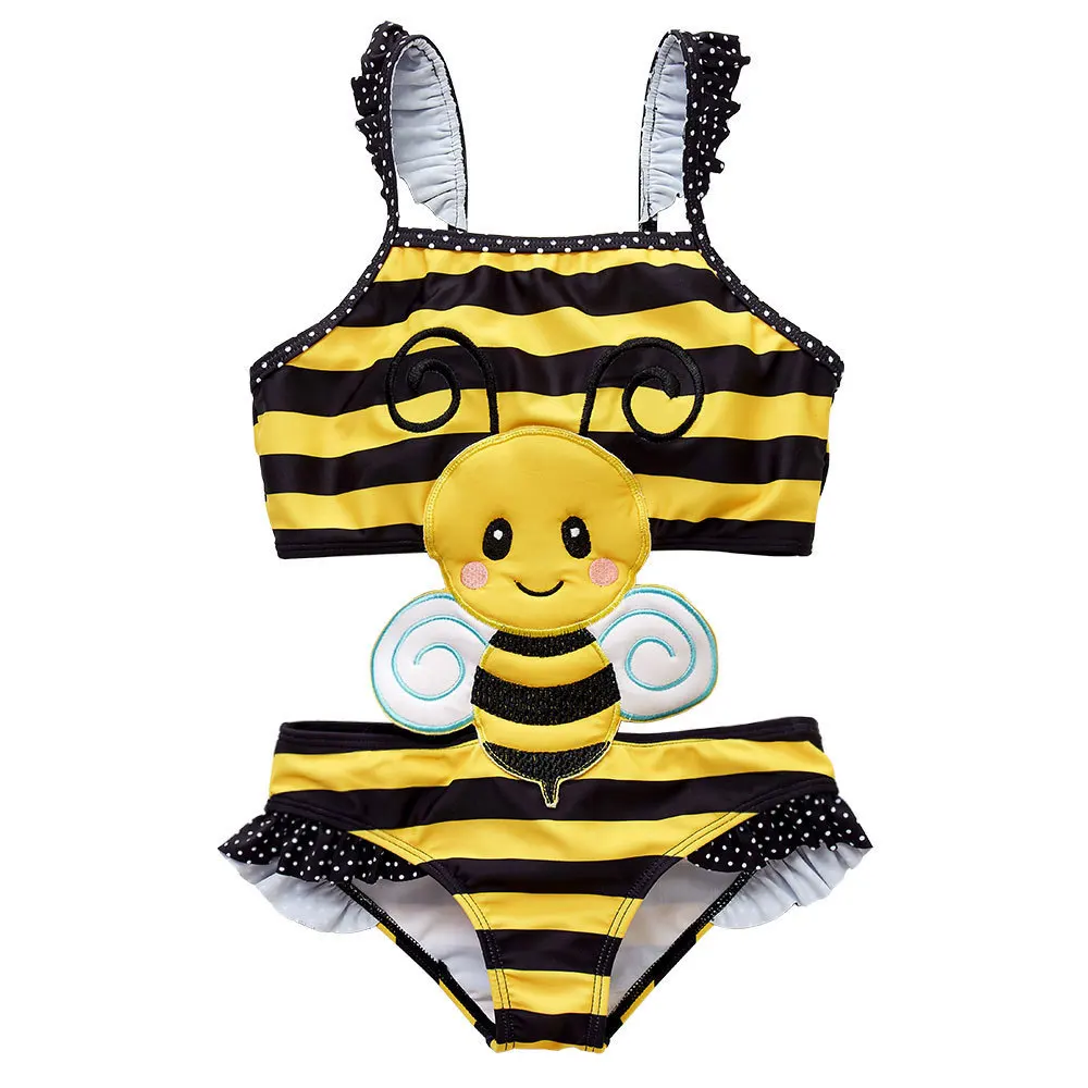 1-7Y Baby Infant Toddler Girls One Piece Cartoon Bikini Bathing Suit Beachwear Lovely Ladybug Style Swimwear Swimsuit for Child