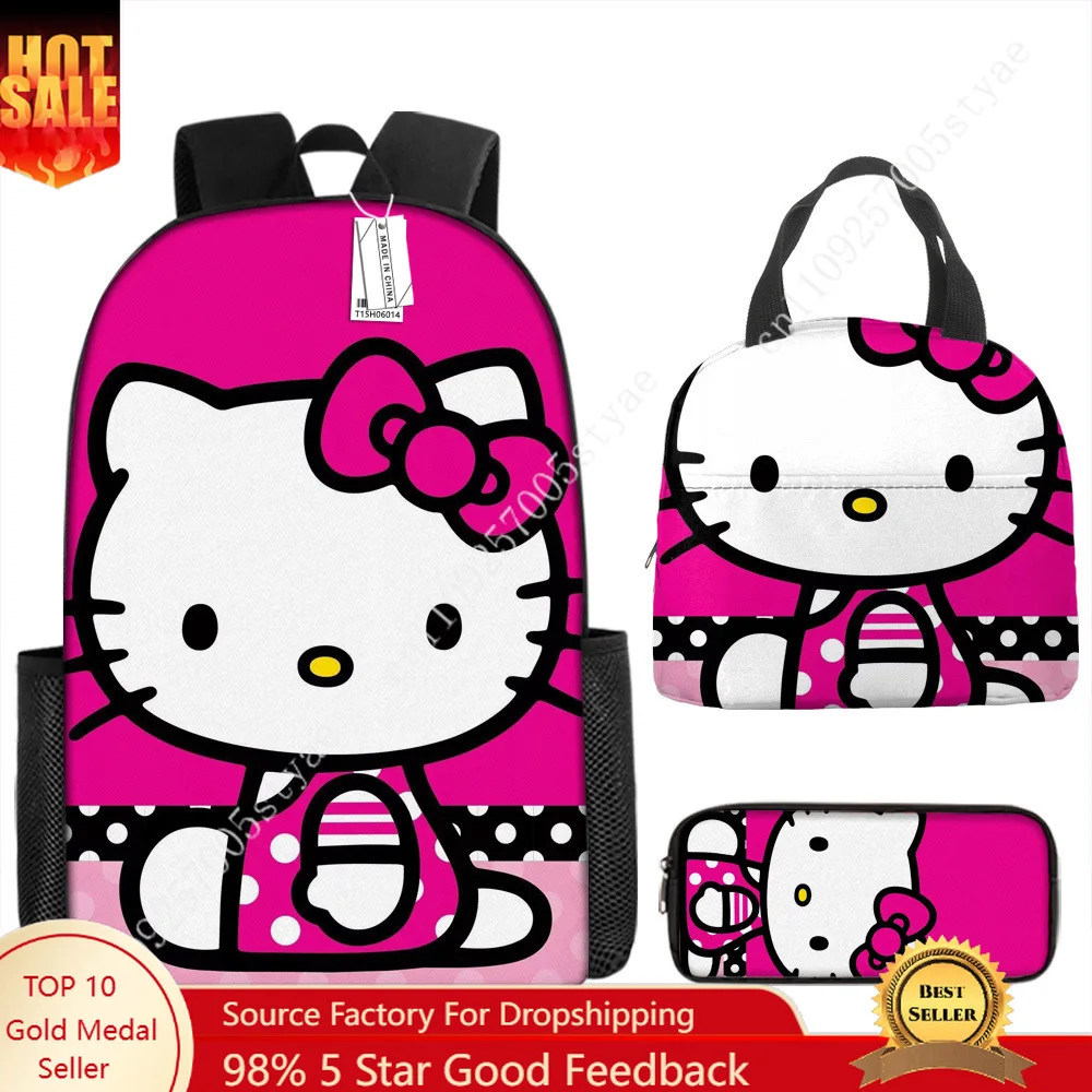 

Школьный рюкзак Sanrio Hello Kitty с термосумкой для ланча, милый мультяшный рюкзак KT для детей
