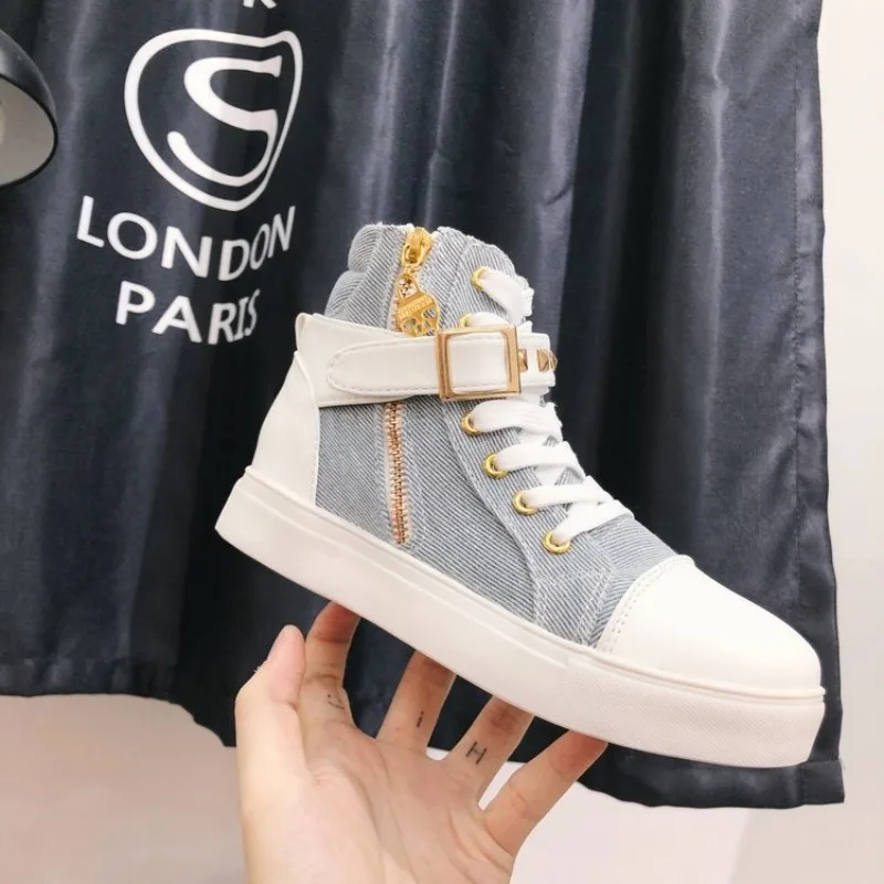 Canvas shoes 2022 women shoes fashion zipper wedge High top solid color white shoes woman sneakers tenis feminino