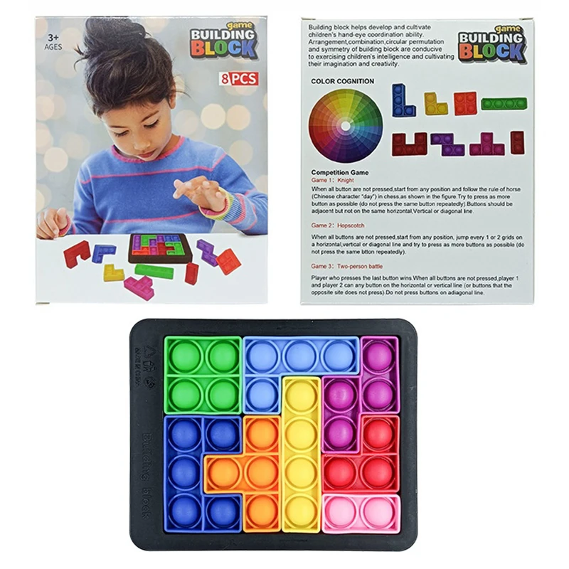 Jigsaw Russia Puzzle Block Pop Finger Toys Anti-stres Popet Push Bubble Sensory Toy Puzzle Board Educational Toy to Child