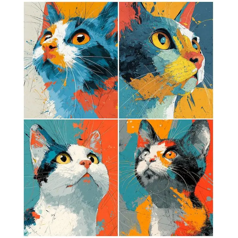 

GATYZTORY 40x50cm Paint By Numbers Colorful Cat Animal Gift For Adults Kids Picture Drawing Adults Crafts Paint Kit Wall Art
