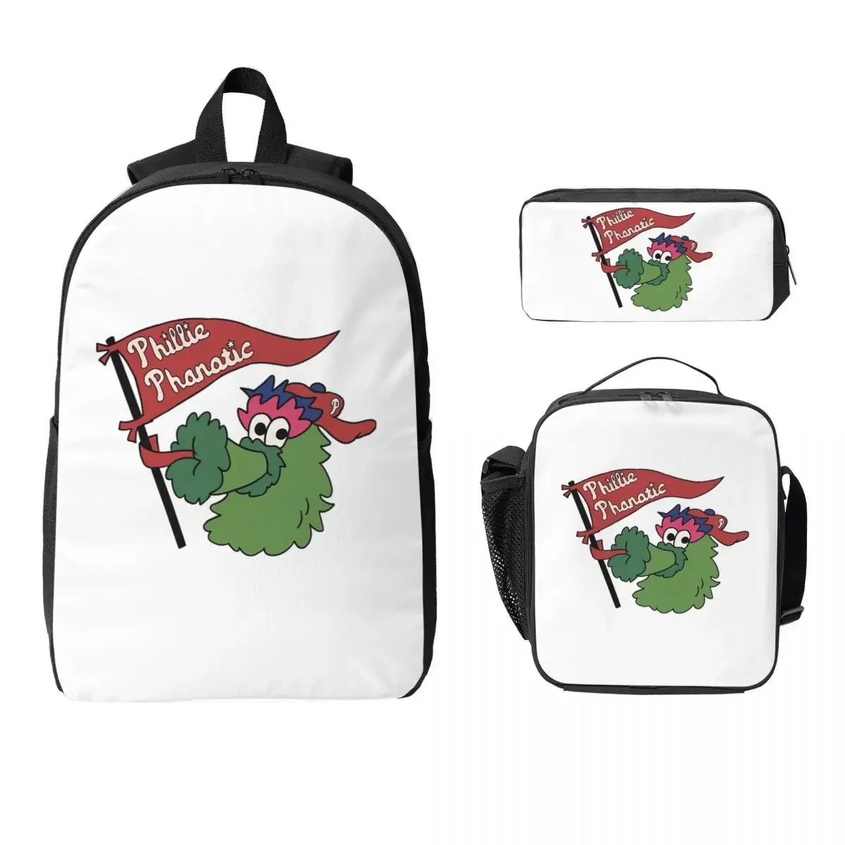 Phillie Phanatic Backpack Boys Girls BookBag School Bag Computer Shoulder Bags 3ps Insulated Lunch Bag Pencil Case