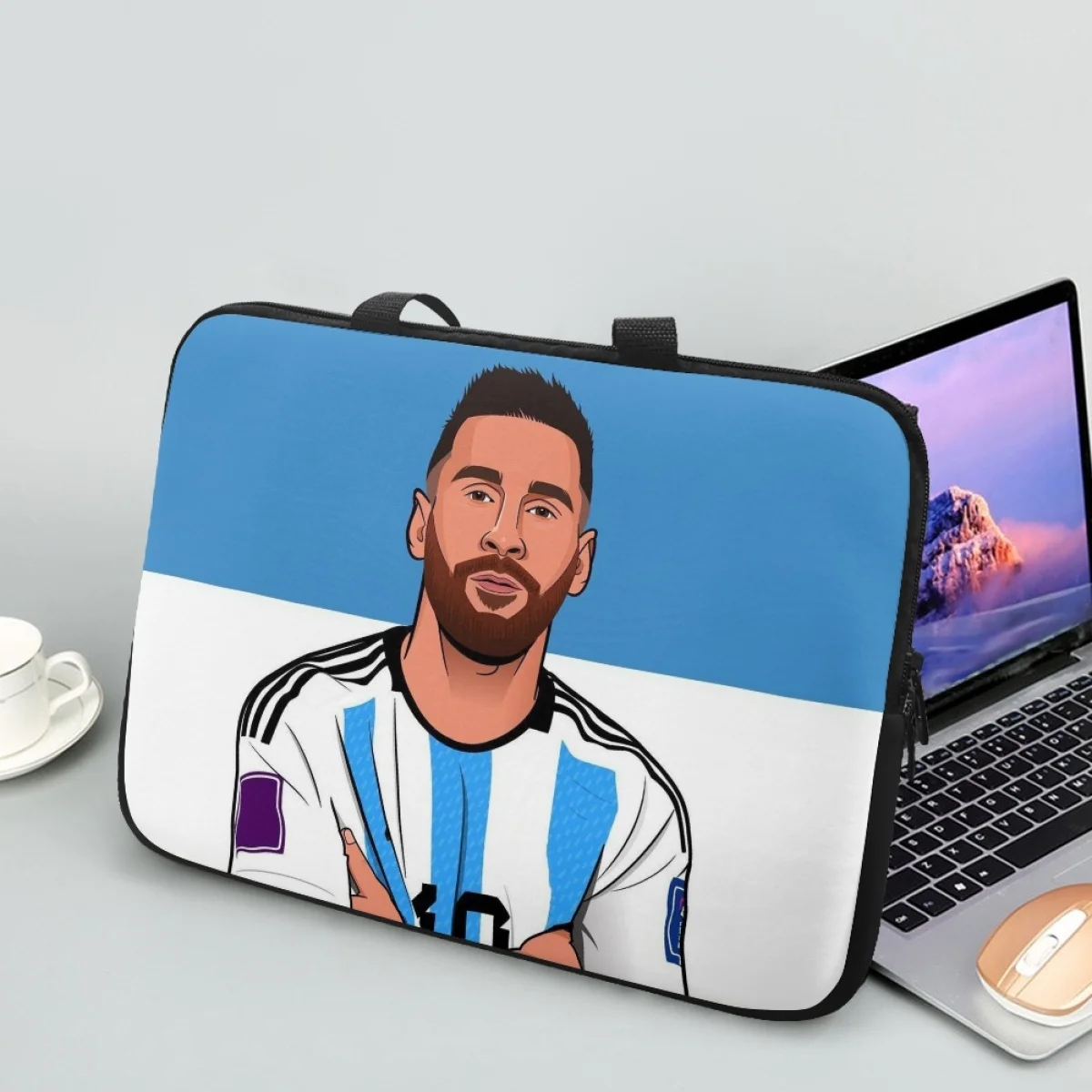 Laptop Bag for Women Sleeve Case Football Star Messi Print Shoulder Handbag Notebook Pouch Briefcases For 13 14 15 15.6 17 Inch