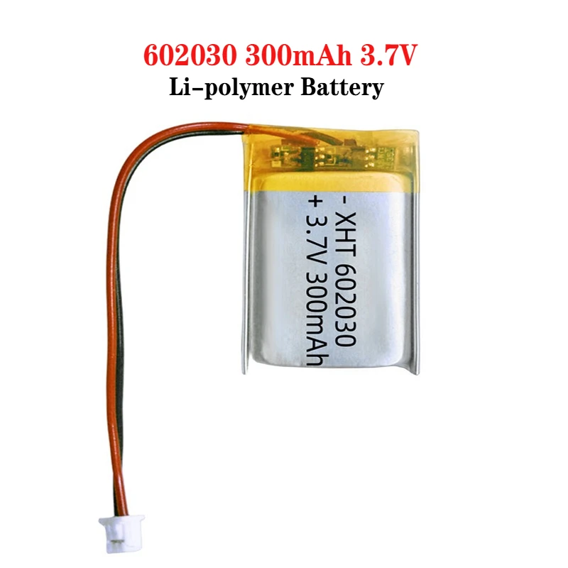

602030 300mAh Lithium Rechargeable Battery 3.7V Li-ion Polymer Battery for Bluetooth Headset Speaker Monitor GPS Navigator