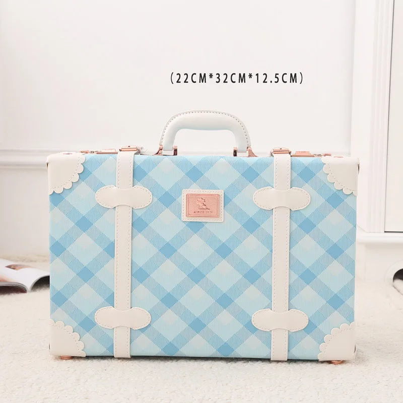 2024 13 Inch Waterproof Vintage Trunk Box Case Bag Luggage Small Suitcase Floral Decorative Box with Straps for Women