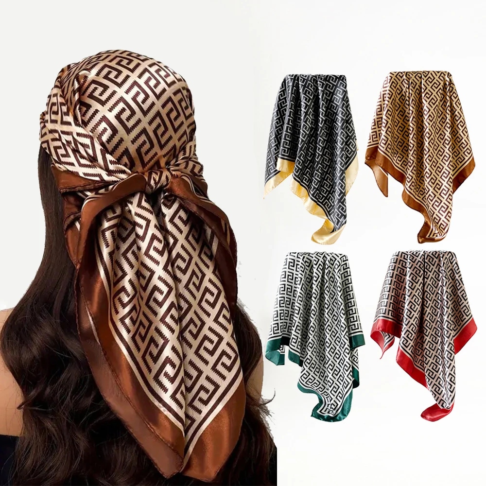 

1 шт. 90*90 см Модный женский тонкий шелковый шарф-платок для защиты от солнца, всесезонная шаль, профессиональный женский шарф, платок на голову, квадратный шарф