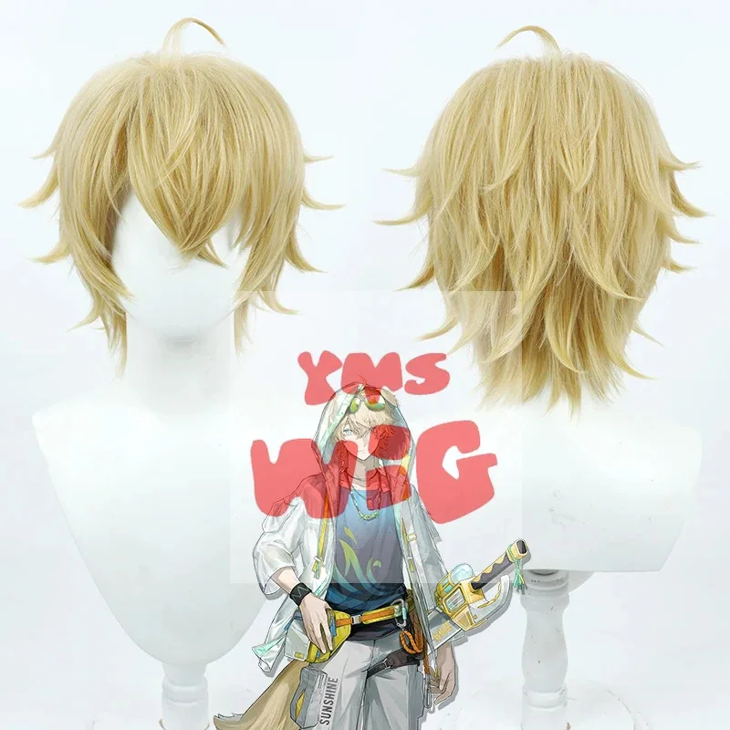 Game Arknights Tequila Cosplay Wig Short Yellow Heat Resistant Synthetic Hair Halloween Party Role Play Carnival + Free Wig Cap