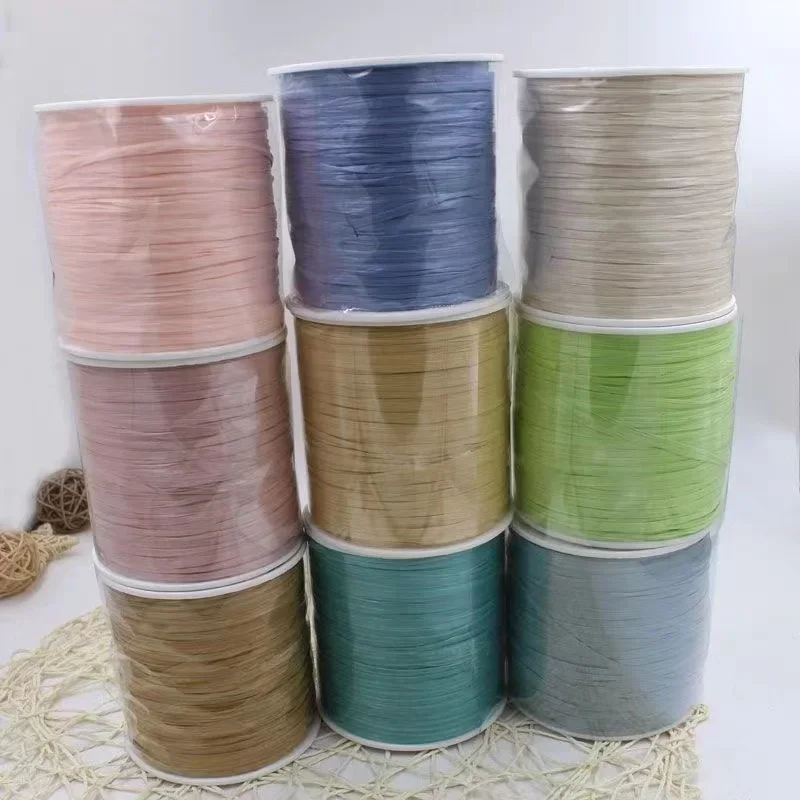 300Meters/roll Satin Raffia Yarn Cotton for Crocheting Straw Yarn To Crochet Hand Knitting Yarn Line Threads Handmade Hats Bags