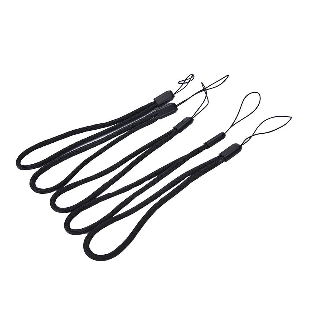 5pcs Nylon Hand Wrist Strap Lanyard For Camera Cell Phone For USB Mp3 Mp4 Camera String Strap Black