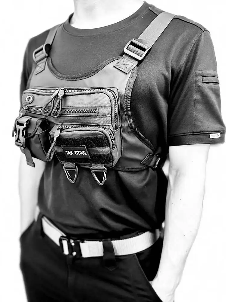 Street Trendy Functional Chest Bag 2nd Gen Tactical Cargo Cycling Pack Ins Motorcycle Vest Bag Stylish Chest Pouch