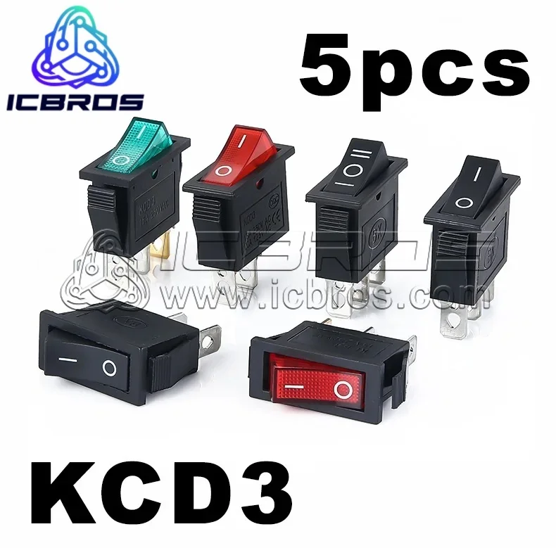 Type Switch KCD3 Boat Shaped RockeR Power Button Single Pole Double Throw Gear Three Pin 250V