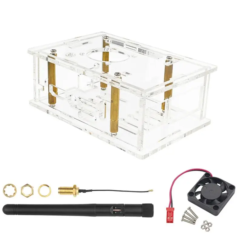 For Orange Pi 5 Pro Acrylic Case Transparent Shell Cooling Fan Aluminum Heatsink Antenna Protective Box