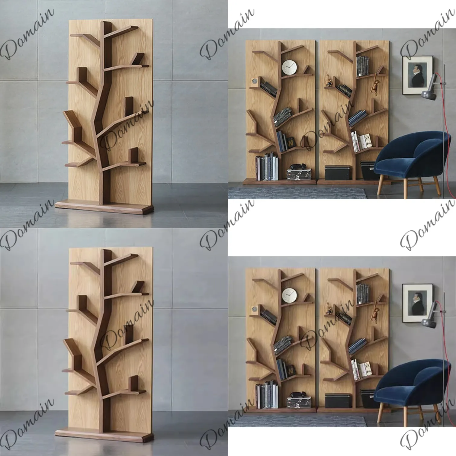 Creative Tree Bookshelf Solid Wood Wall Mounted Storage Rack Minimalist Decor Display Shelf for Kids Room