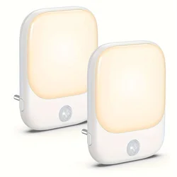 1pc/2pcs EU Plug in LED Motion Sensor Night Lights for Kids Bedroom Auto Dusk to Dawn Sensor Dimmable Wireless Cabinet Lamp