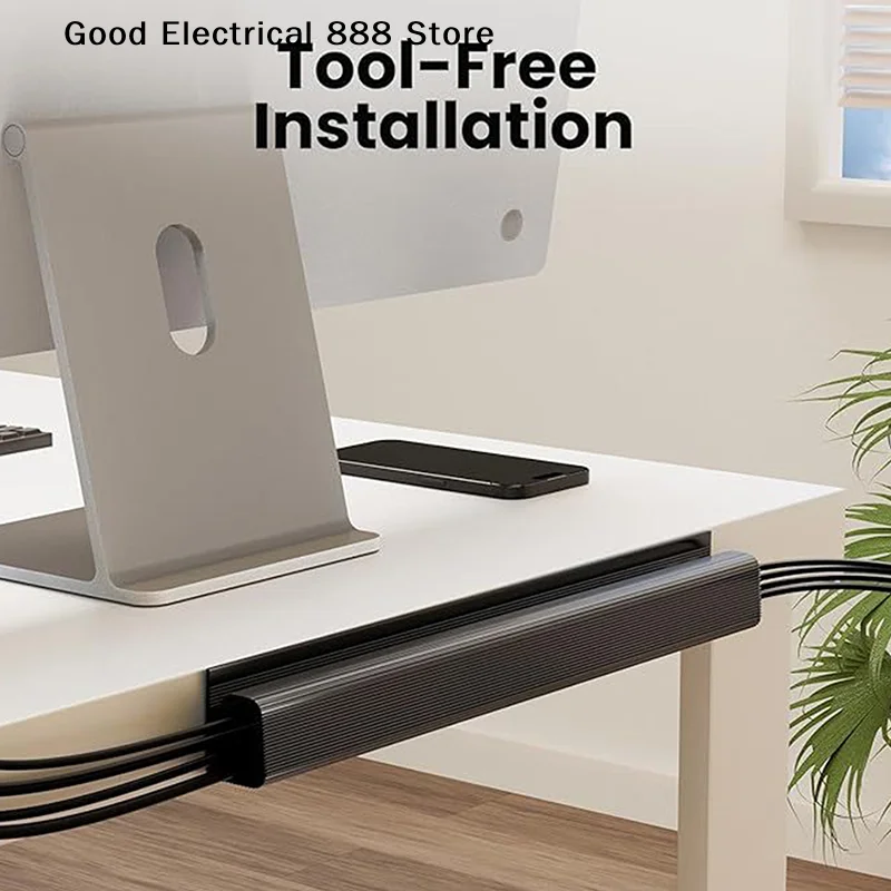 【GE】1pc 40cm/15.75inch Under Desk Cable Management Tray PVC Power Wire Hider Strip Cord Holder Wire Organizer Cable Raceway