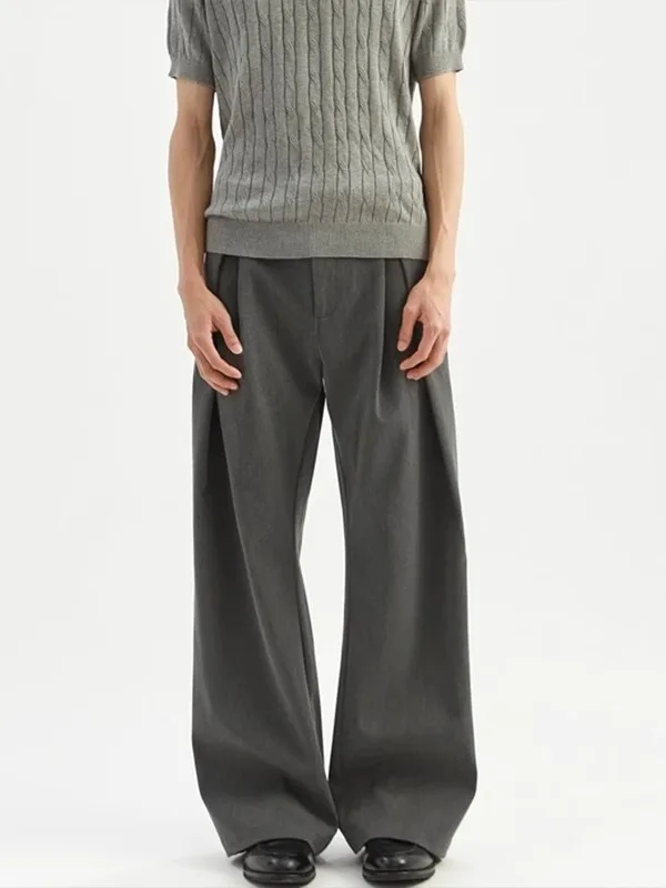 

American Sle A-Line Knife West Pants Men Summer CleanFit Office Wear Straight Leg Trendy Wide Leg Micro Flare Pants