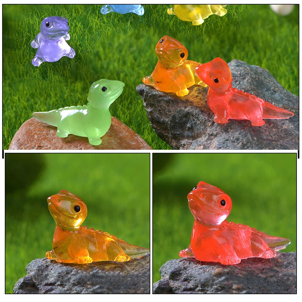 30 Pcs Micro Landscape Lizard Small Resin Animal Craft Crafts Luminous Figurine Miniature Statues