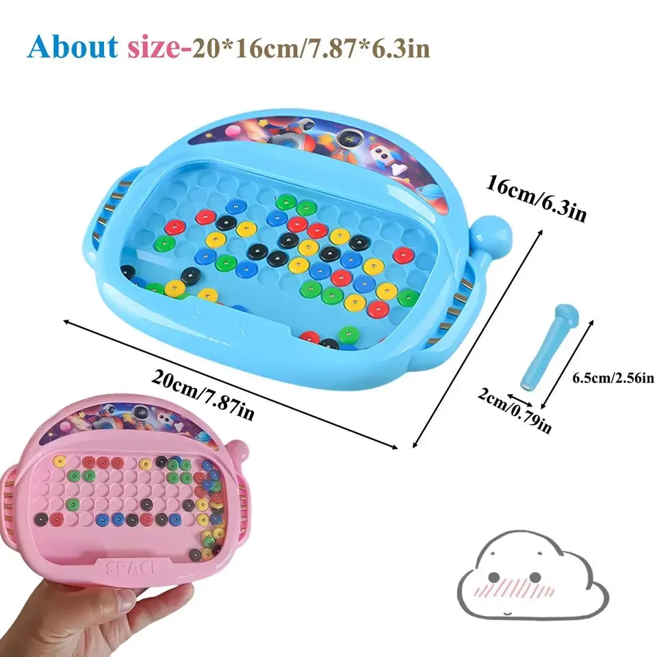 Montessori Colorful Bead Board Game Sensory Toys Educational Magnetic Drawing Board Set With Beads Pen For Kids Boy Girl Gift