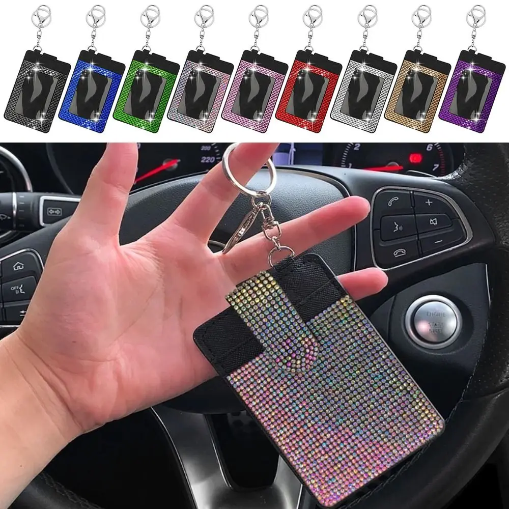 Porte-clés de voiture en biscuits pour femme, accessoires de voiture, clips de cartes, porte-cartes minces Bling avec porte-clés, sac à cartes