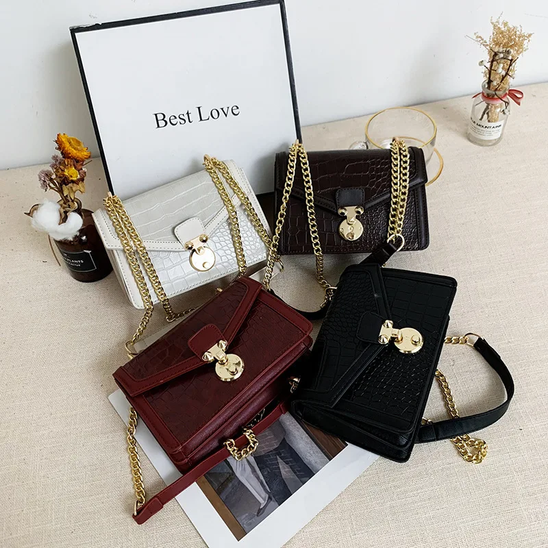 

2023 new bags women's bags shoulder bag crocodile fashion Korean classic crossbody bag women bags small square PU bag