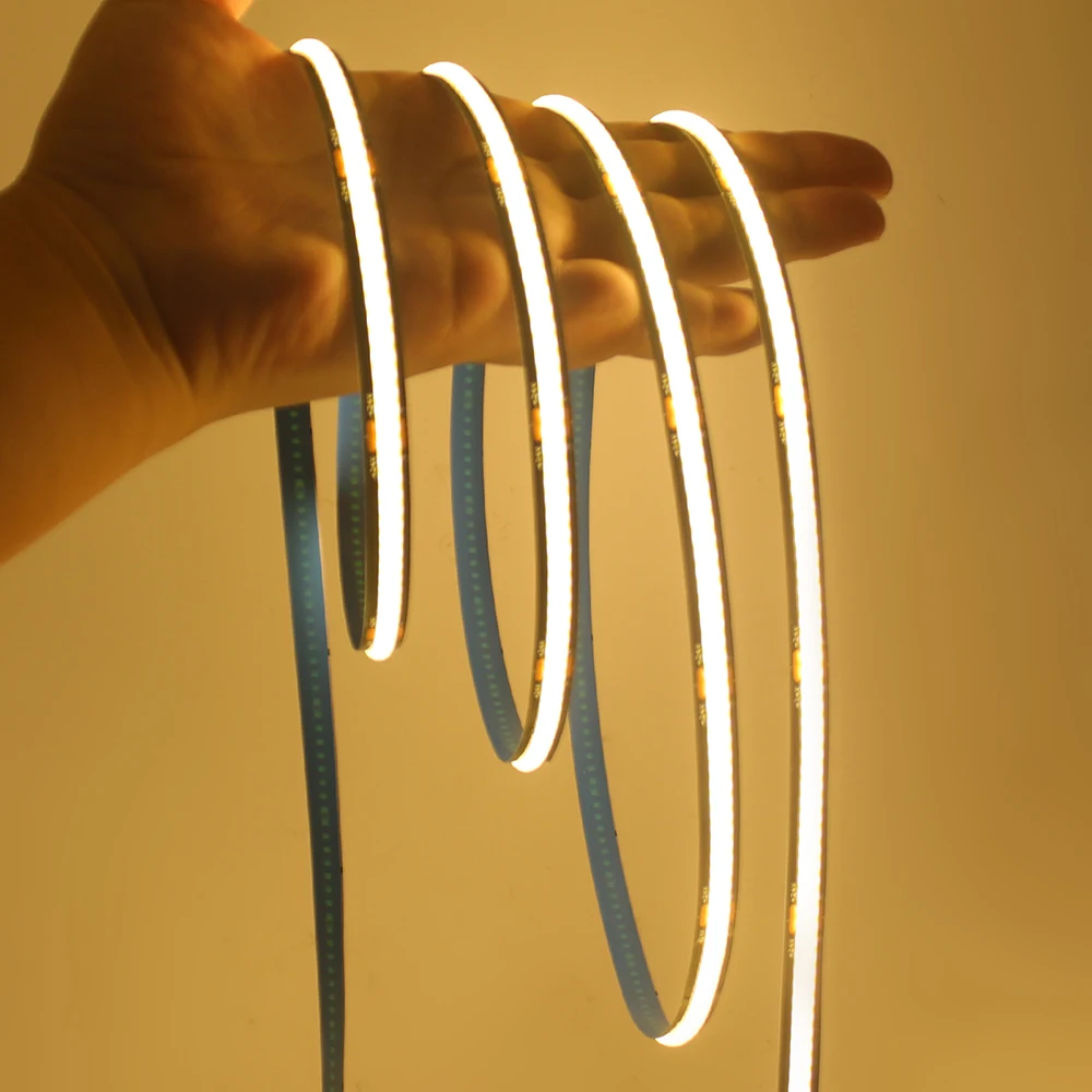 Black PCB COB LED Strip Light 12V 24V 3000K 4000K 6000K 320 LEDs Flex Tape RA90 IP30 High Density Lighting for Kitchen Cabinets