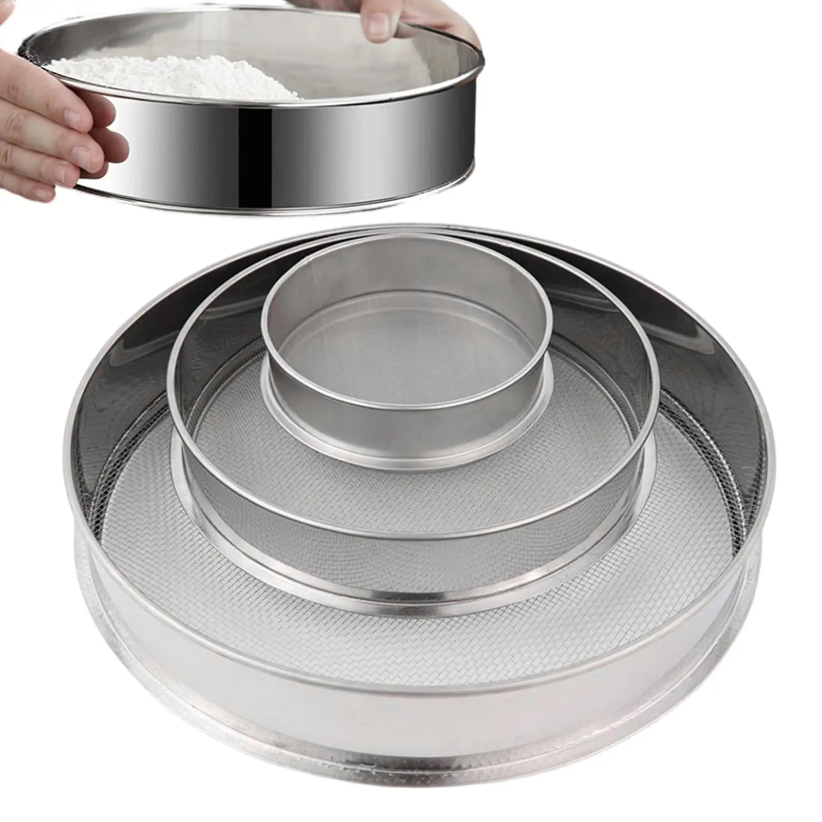 Soil Sieve 3Pcs Set Stainless Steel Garden Soil Sifter Compost Screen Heavy Duty Mesh Dirt Rocks Filter Sand Gravel Tool