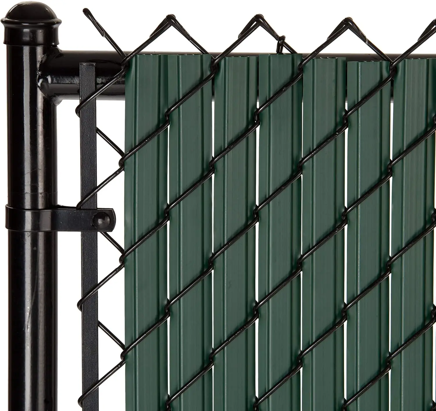 Chain - Link Fence Privacy - Green Double - Wall Vertical Slats, Made in USA, Bottom - Locking with Wings