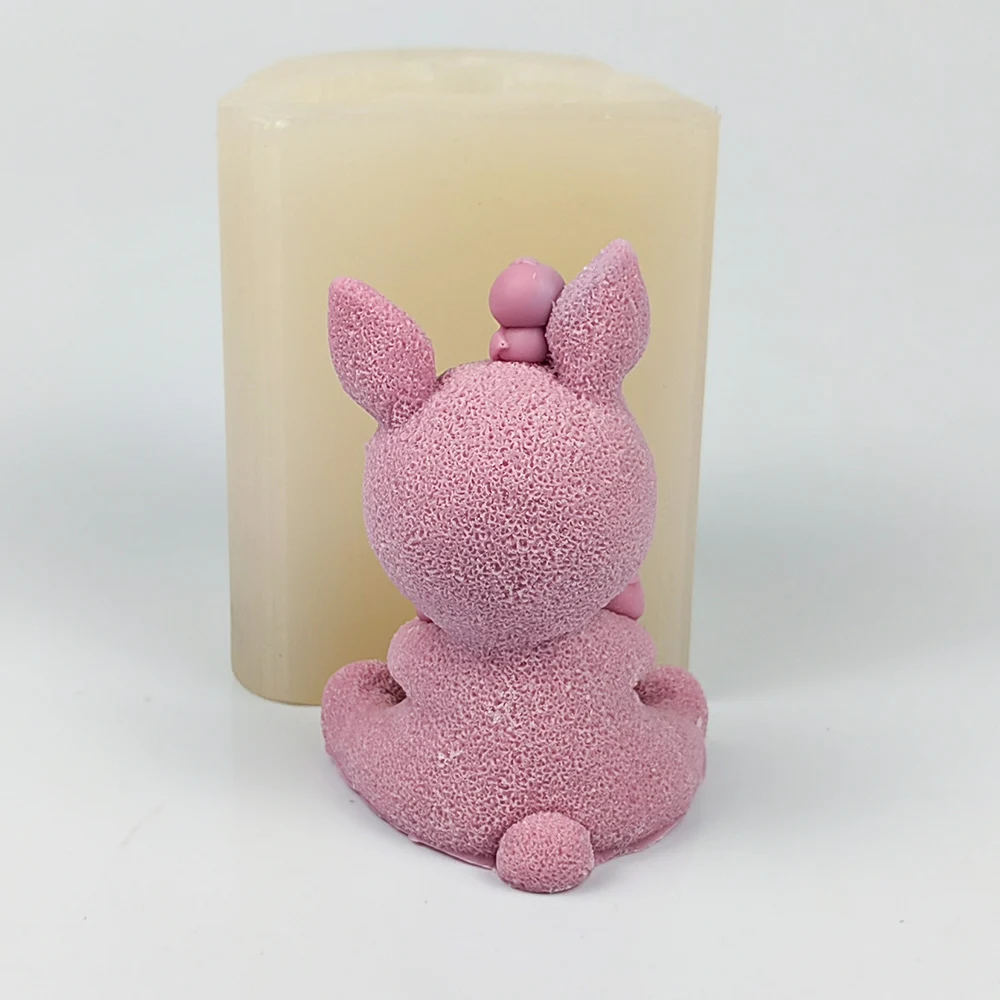 DW0416 PRZY 3D A Rabbit Holding a Duckling Soap Molds BunnyAnimals Moulds Silicone Candle Mold Wedding Birthday Valentine's Moul