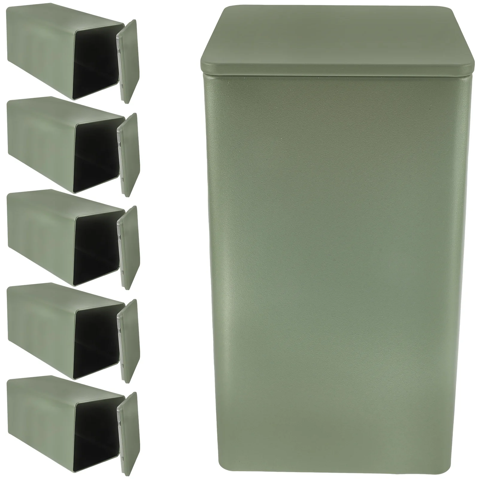 

6pcs Square Tinplate Tea Jar Large Size Light Green Airtight Storage Can for Tea Coffee Snack Metal Container