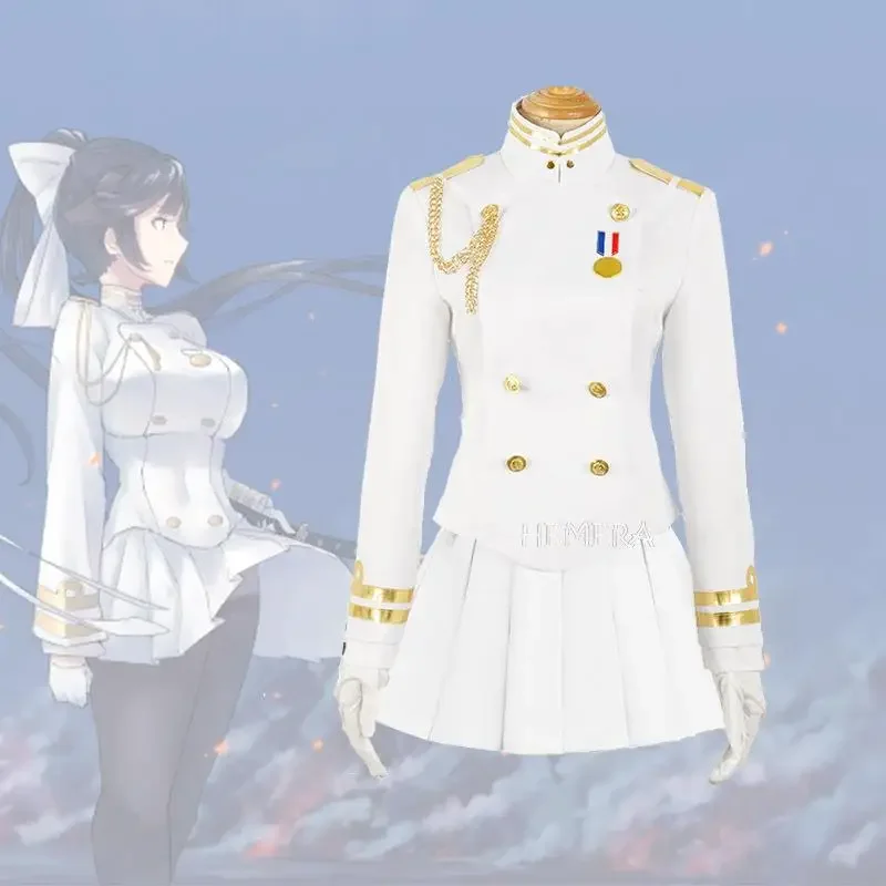 Jogo Azur Lane Cosplay Traje para Mulher, Atago e Takao, Uniforme Branco Sexy, Vestido Elegante, 2 Estilos Disponíveis para Festa