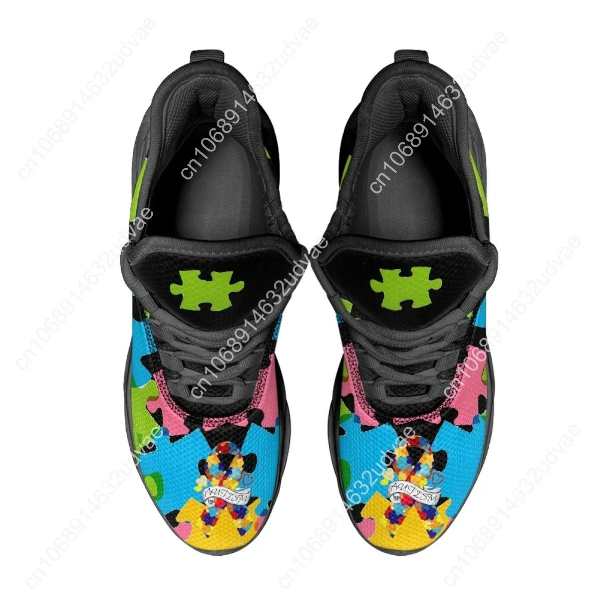 Autism Awareness Sports Running Shoe Color Puzzle Durable Wild Cozy Men’s Sneakers New High Quality Soft Platform Tenis Feminino view 3