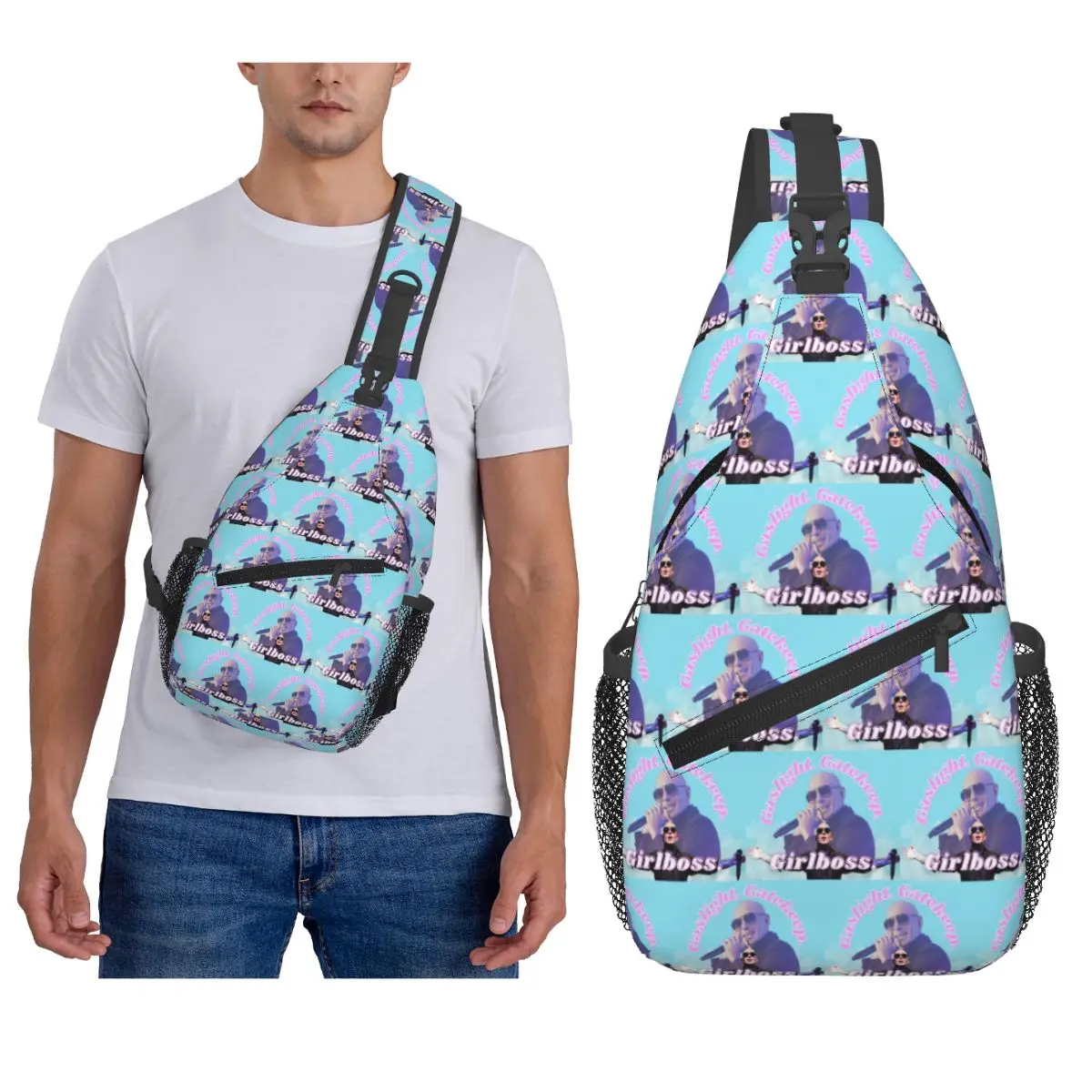 حقيبة صدر للرجال من Mr. Worldwide Says To Girlboss حقيبة ظهر كروس للرجال حقيبة صدر للسفر والتنزه سيرًا على الأقدام حقيبة كتف يومية